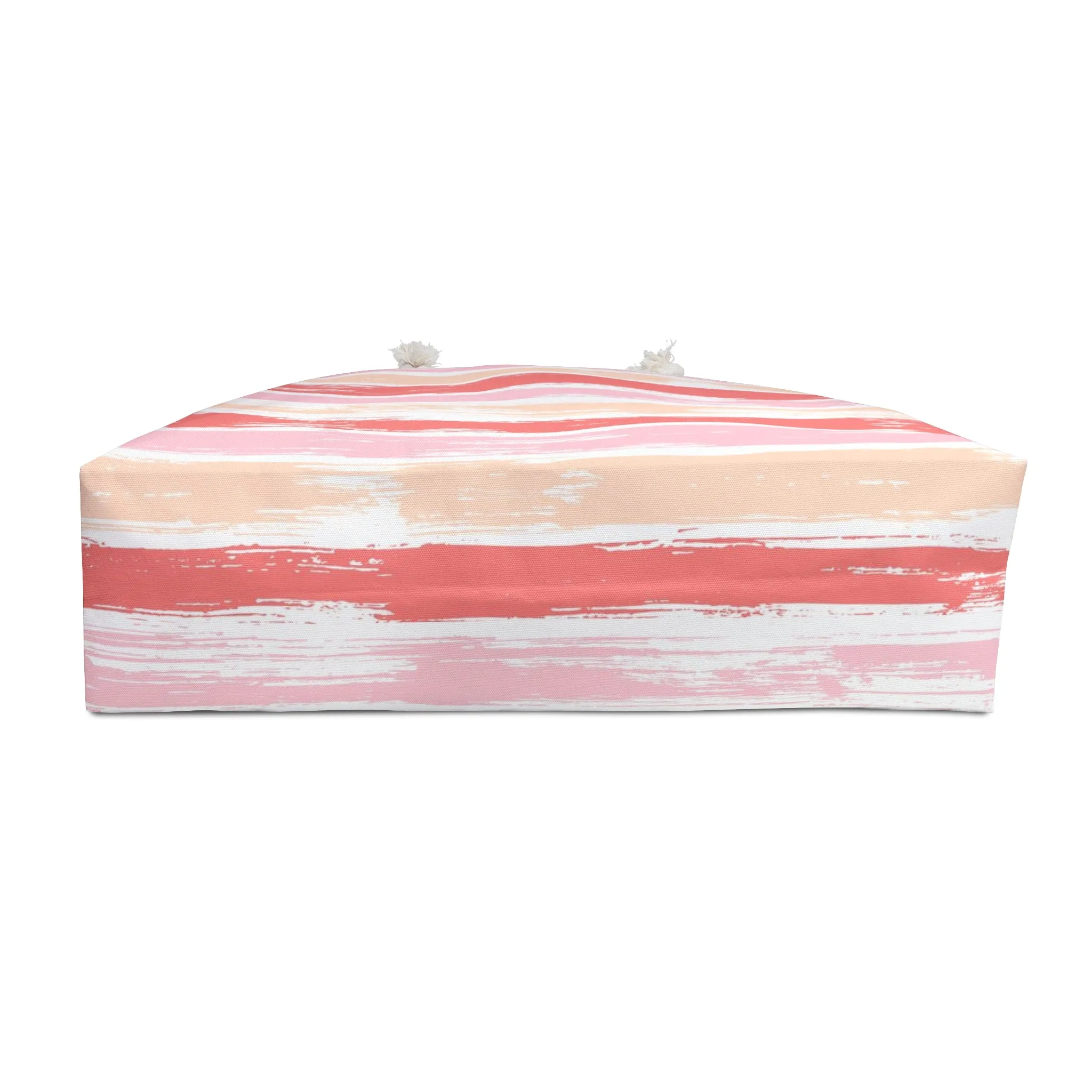 Pink, Red, and Peach Striped Weekender Bag