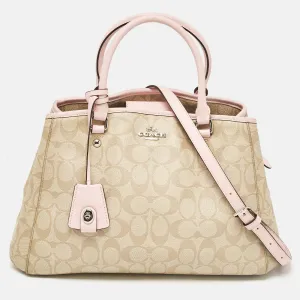 Pink/Beige Signature Coated Canvas Margot Carryall Satchel