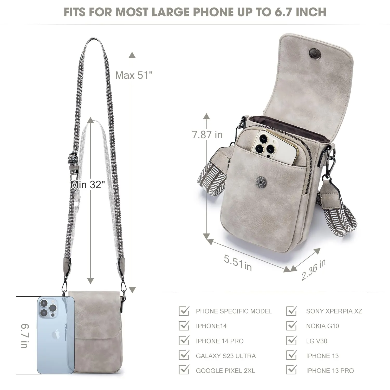 POIUGOYA Small Crossbody Bags for Women Trendy,Leather Triple Compartment Cell Phone Crossbody Wallet Purses with Card Slots