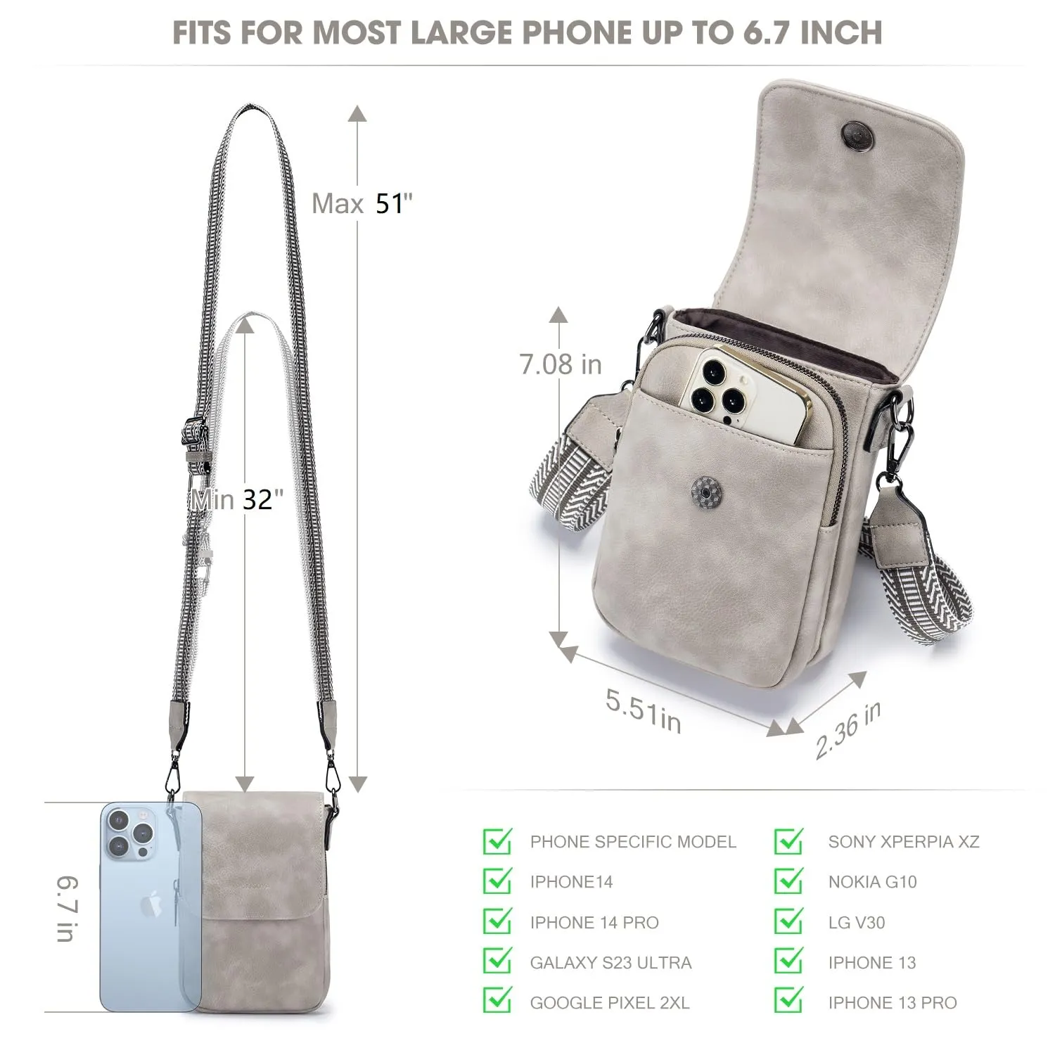 POIUGOYA Small Crossbody Bags for Women Trendy,Leather Triple Compartment Cell Phone Crossbody Wallet Purses with Card Slots