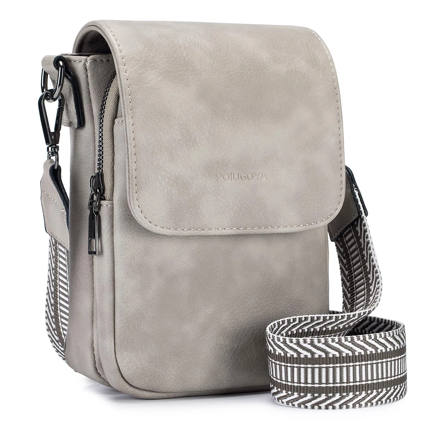 POIUGOYA Small Crossbody Bags for Women Trendy,Leather Triple Compartment Cell Phone Crossbody Wallet Purses with Card Slots