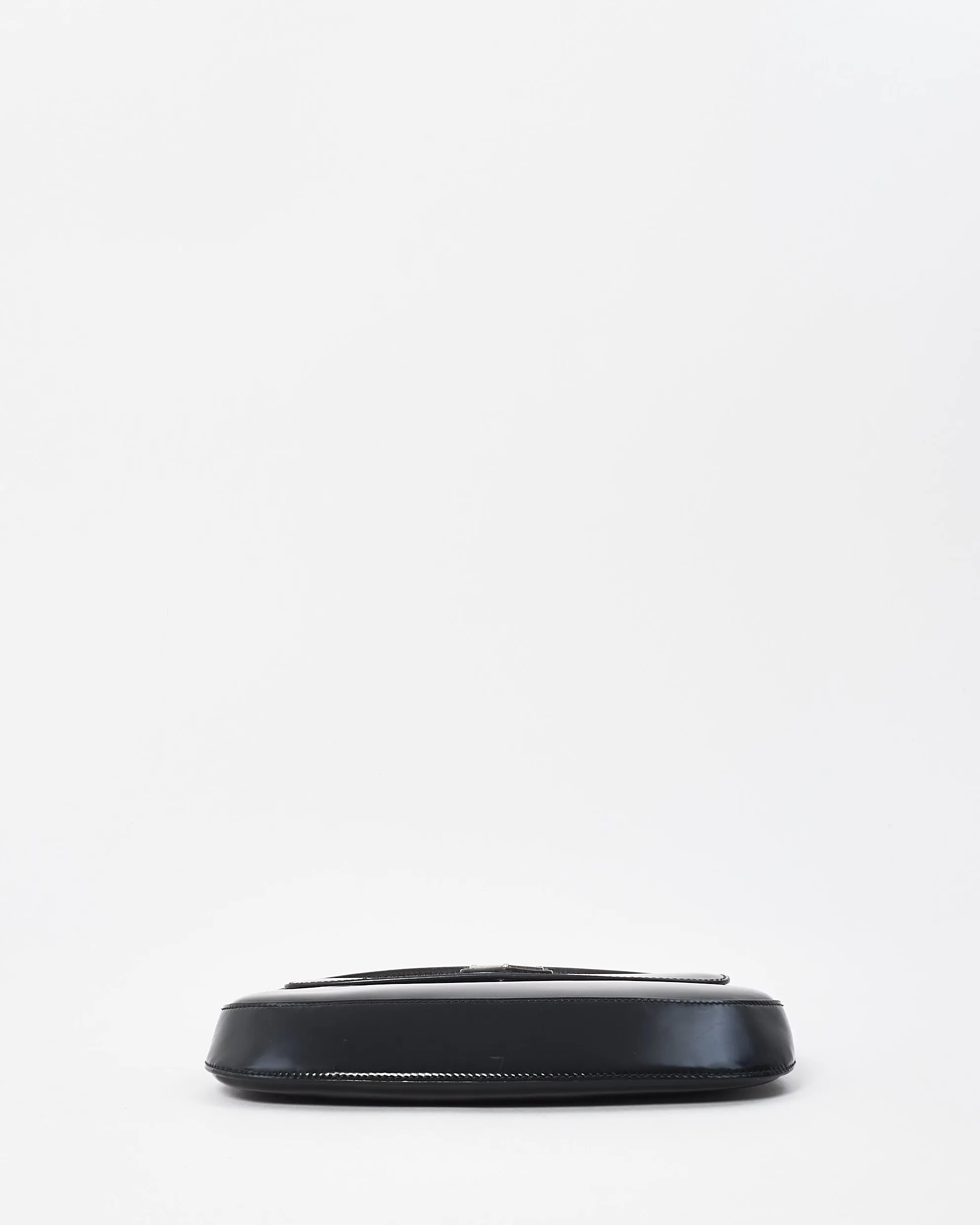 Prada Black Brushed Leather Small Flap Cleo Shoulder Bag