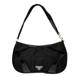 Prada Black Nylon Quilted Shoulder Bag