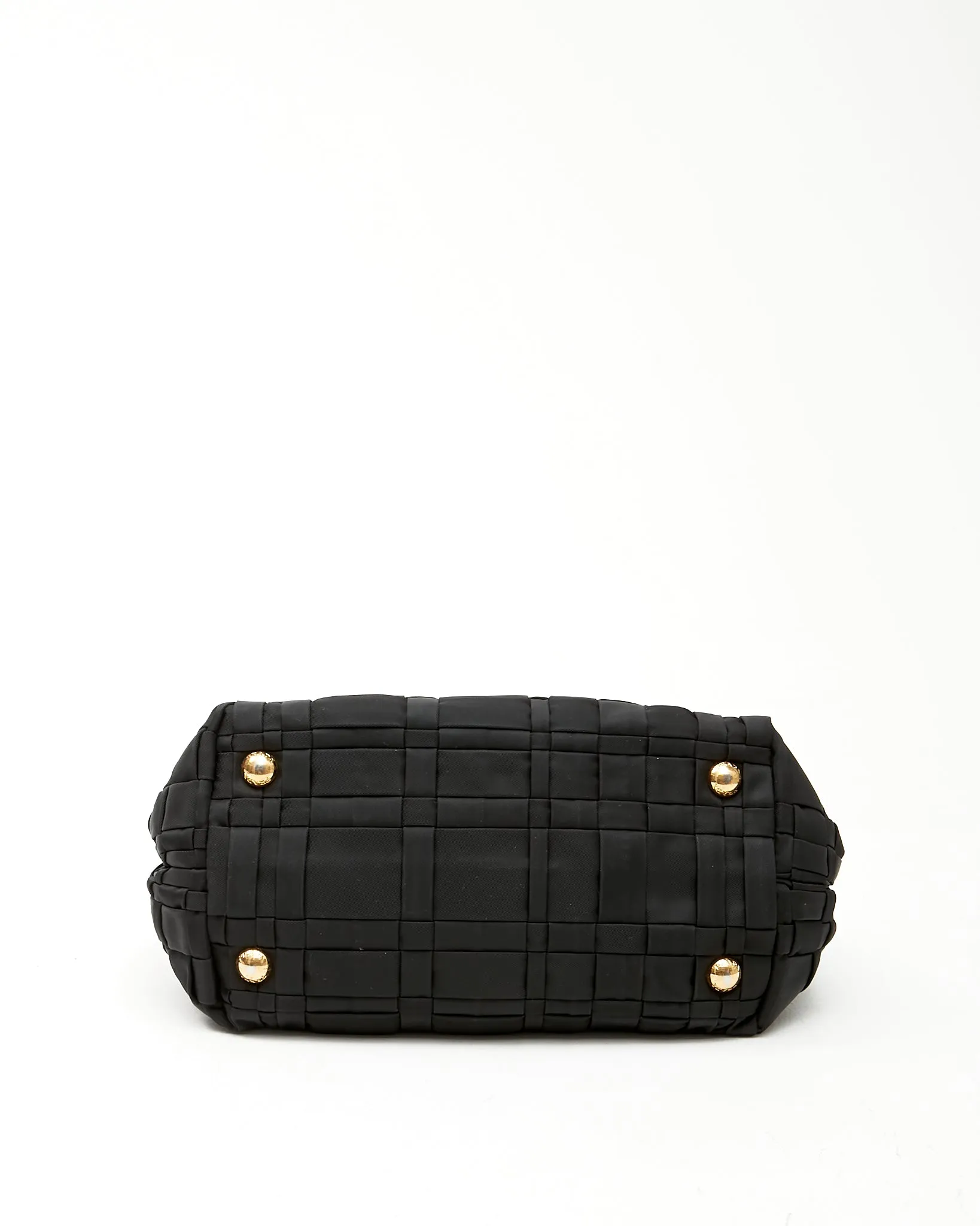 Prada Black Nylon Tessuto Woven Quilted Small Tote