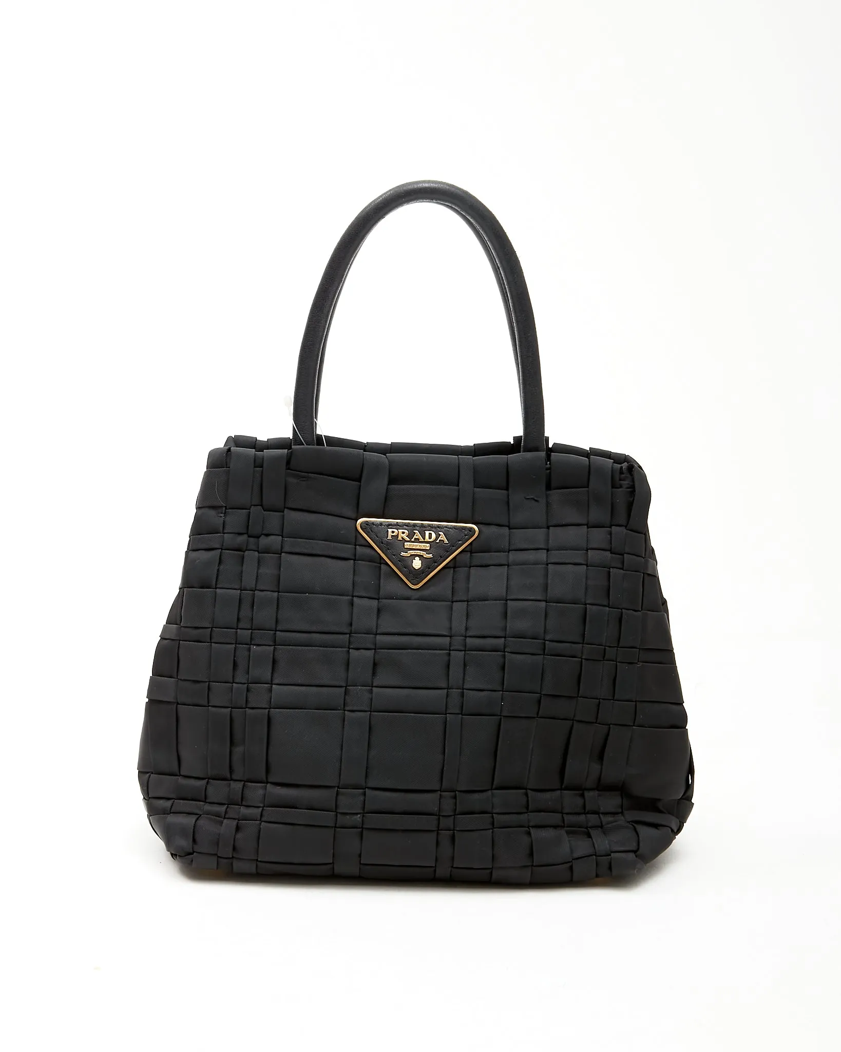 Prada Black Nylon Tessuto Woven Quilted Small Tote