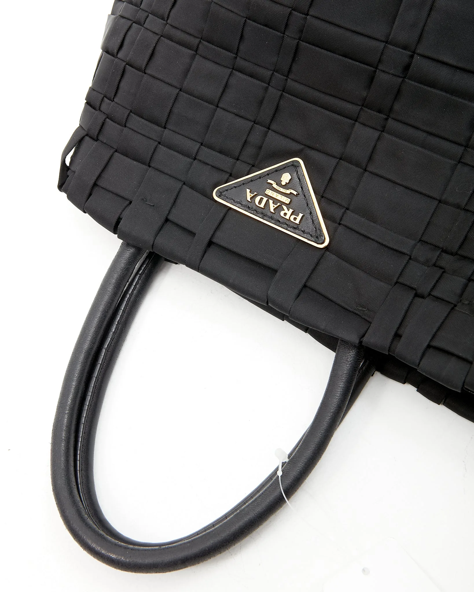 Prada Black Nylon Tessuto Woven Quilted Small Tote