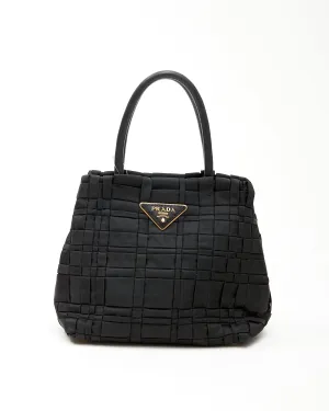 Prada Black Nylon Tessuto Woven Quilted Small Tote