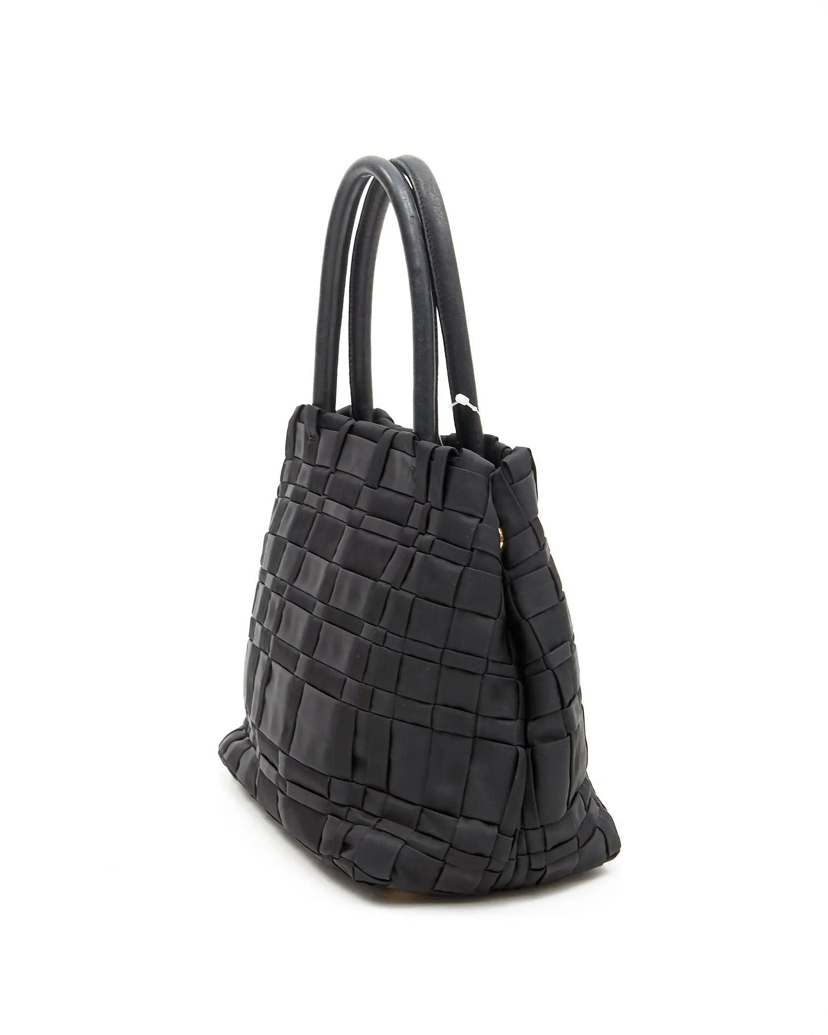 Prada Black Nylon Tessuto Woven Quilted Small Tote