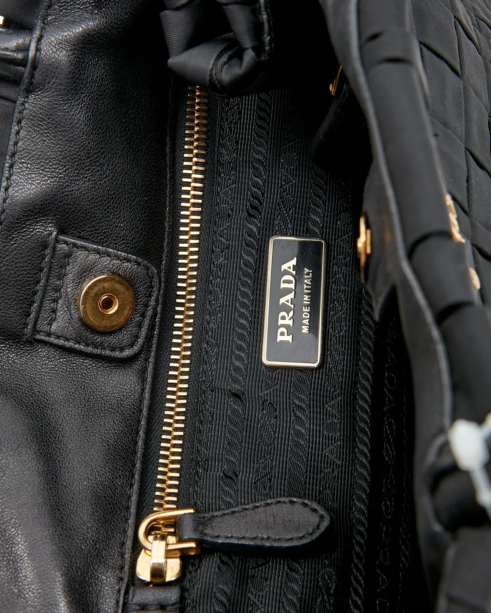 Prada Black Nylon Tessuto Woven Quilted Small Tote