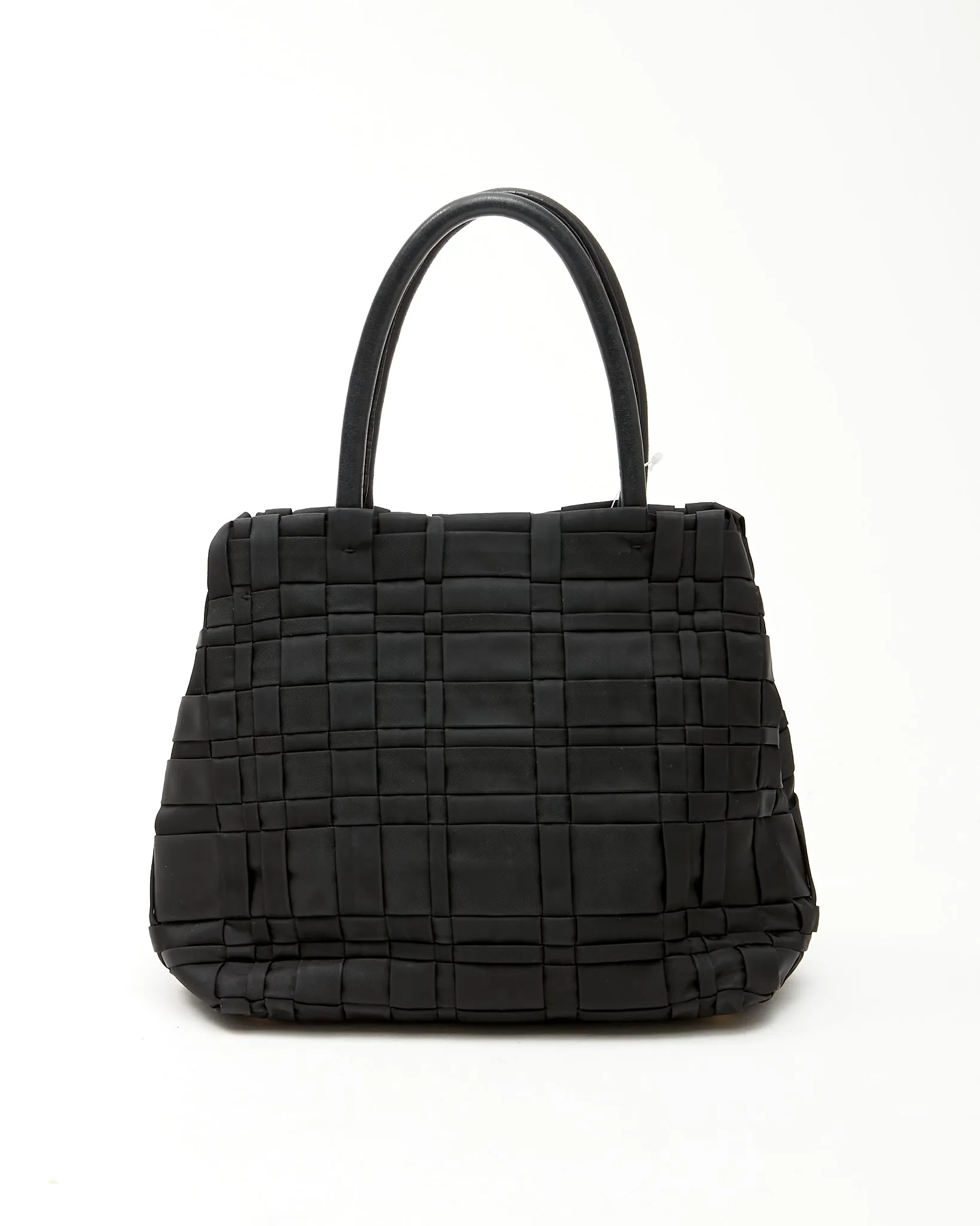 Prada Black Nylon Tessuto Woven Quilted Small Tote