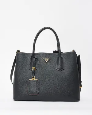 Prada Black Saffiano Leather Medium Double Bag