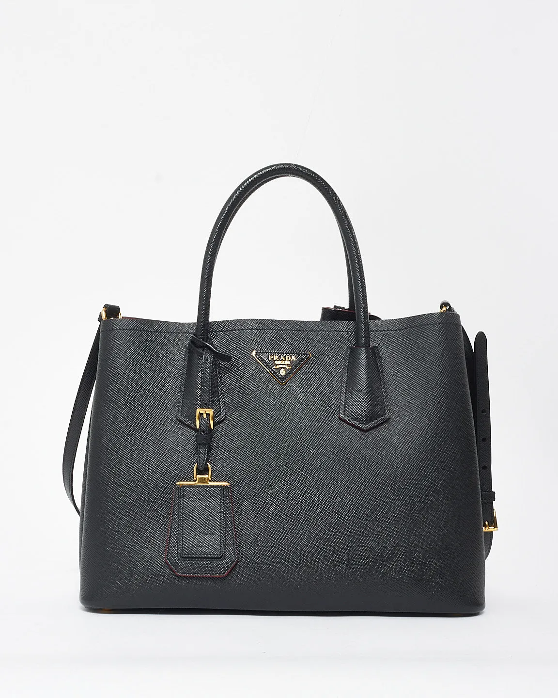 Prada Black Saffiano Leather Medium Double Bag