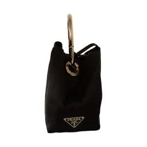 Prada Black Satin Mini Ring Bag