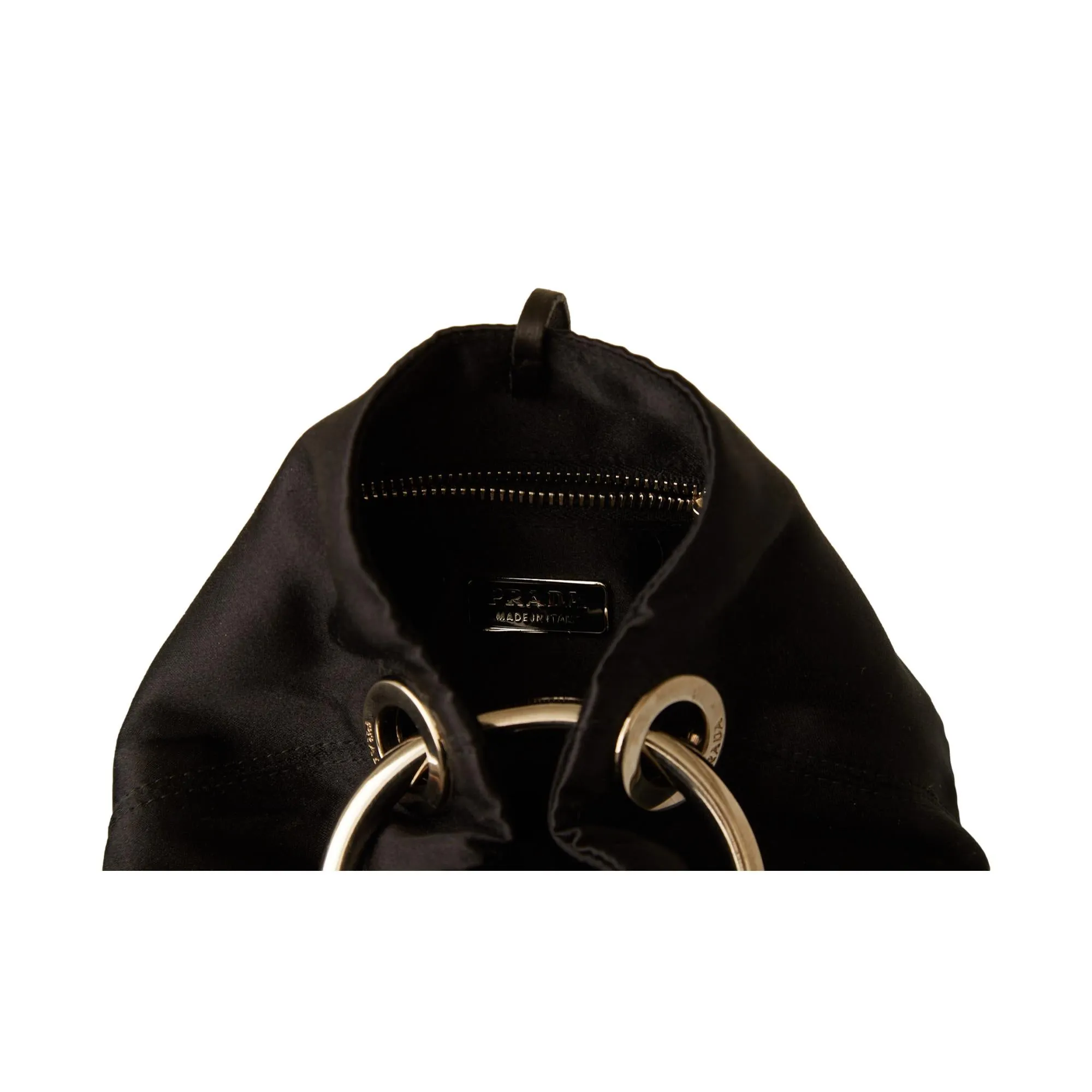 Prada Black Satin Mini Ring Bag