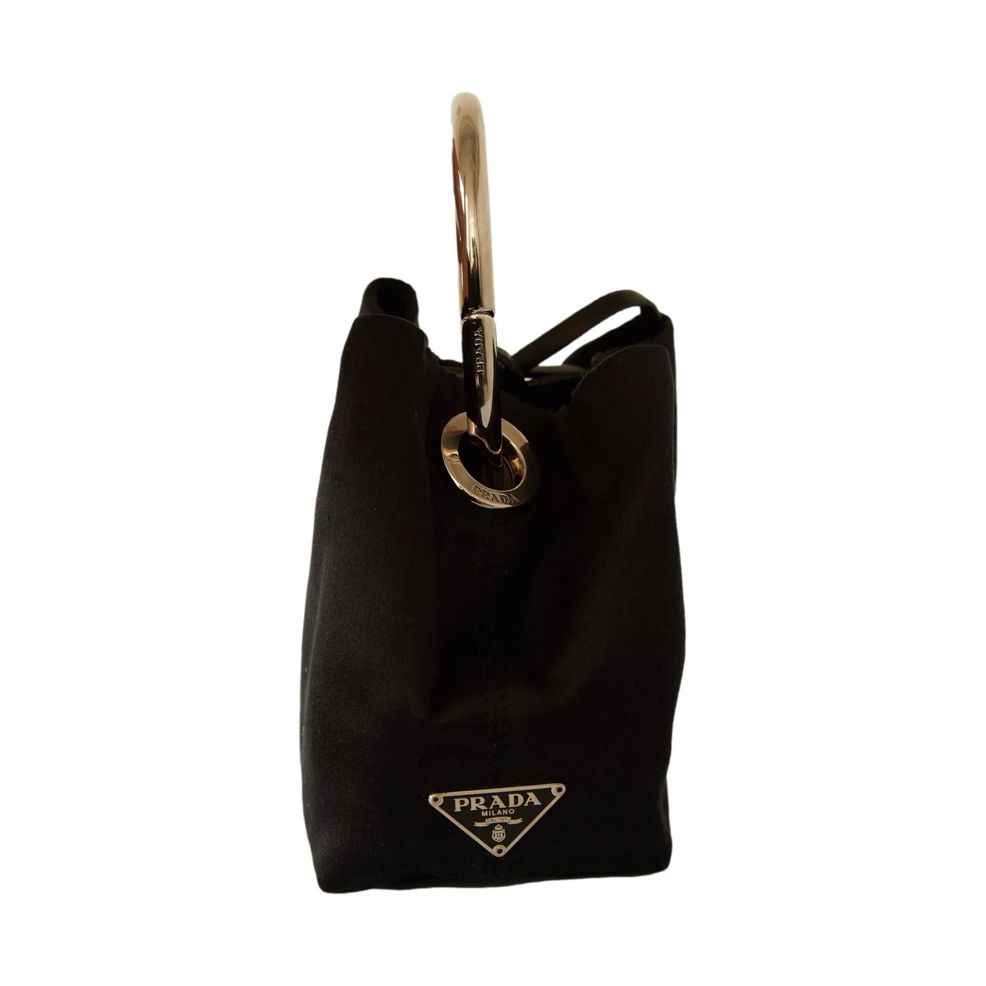 Prada Black Satin Mini Ring Bag