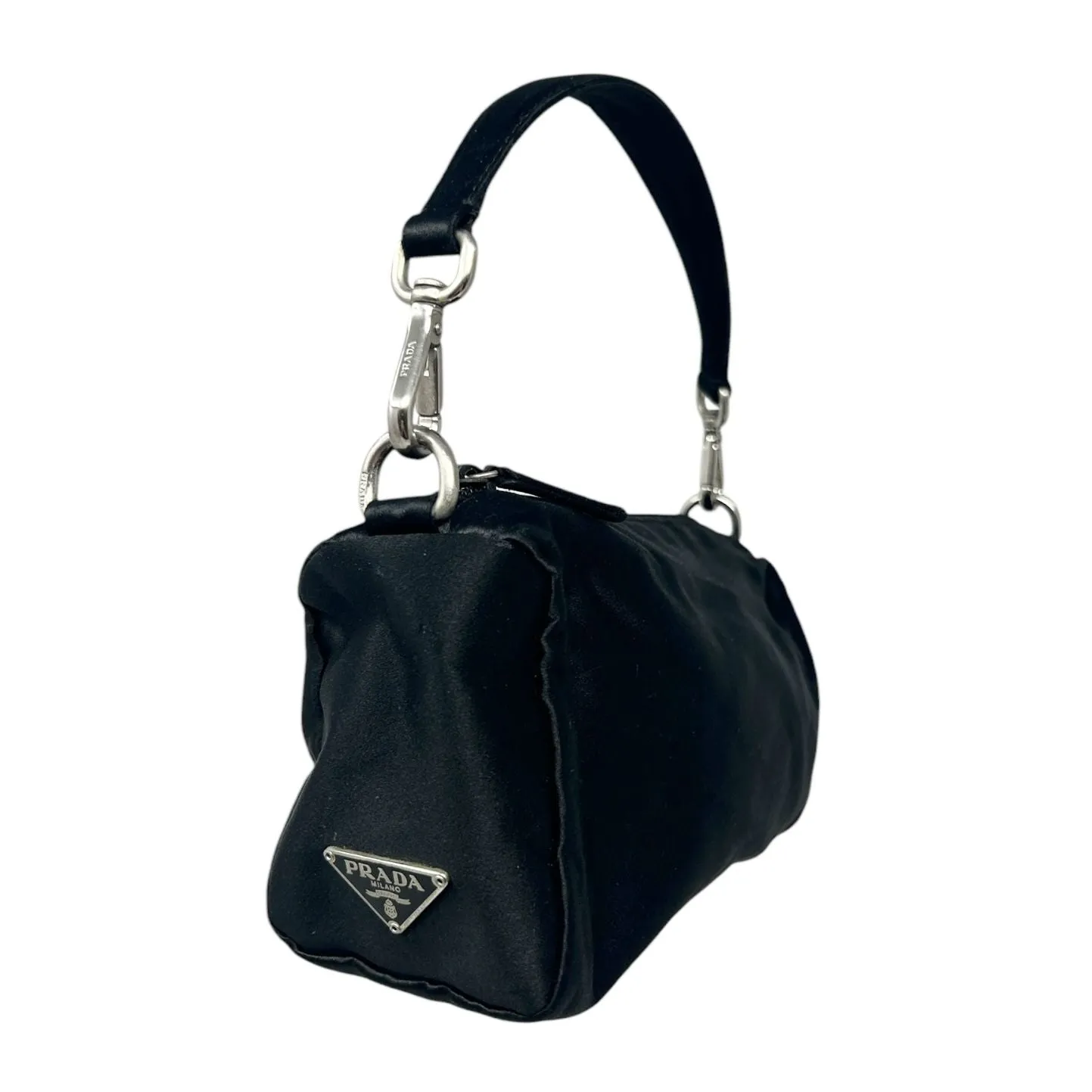 Prada Black Satin Mini Top Handle Bag