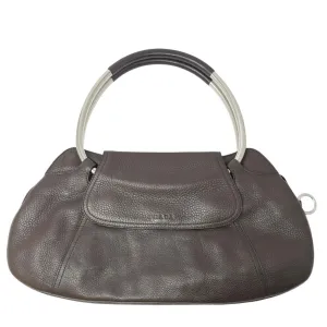 Prada Brown Leather Silver Handle Handbag