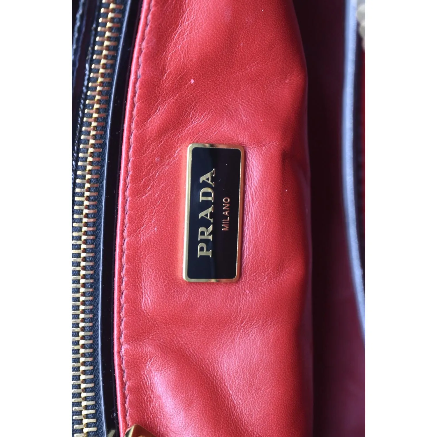 PRADA Double Zip Patent Leather Shoulder Bag Black B1801N