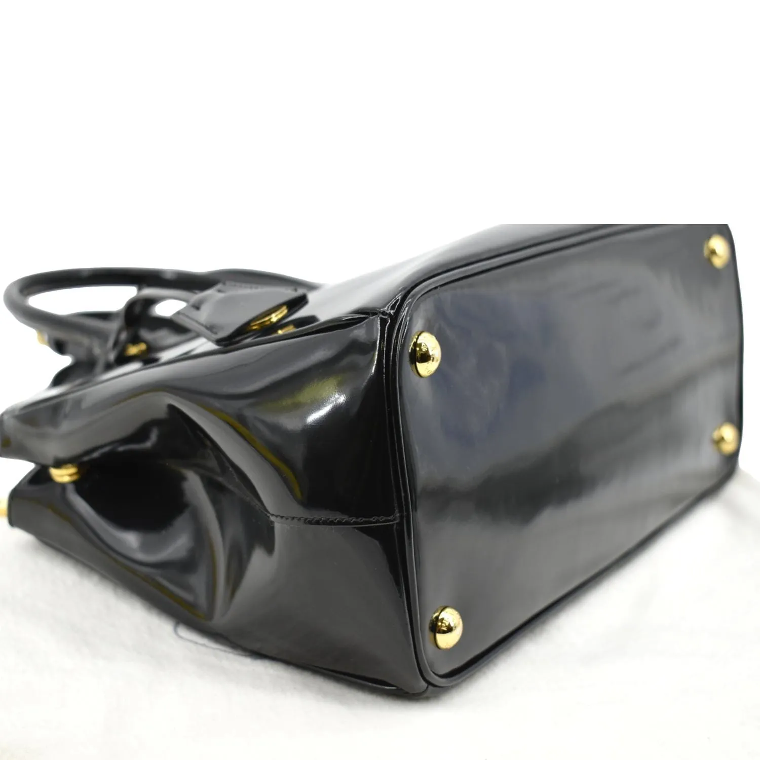 PRADA Double Zip Patent Leather Shoulder Bag Black B1801N