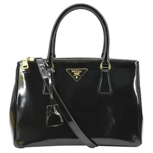 PRADA Double Zip Patent Leather Shoulder Bag Black B1801N
