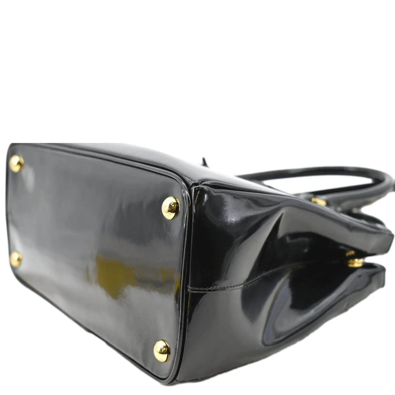 PRADA Double Zip Patent Leather Shoulder Bag Black B1801N