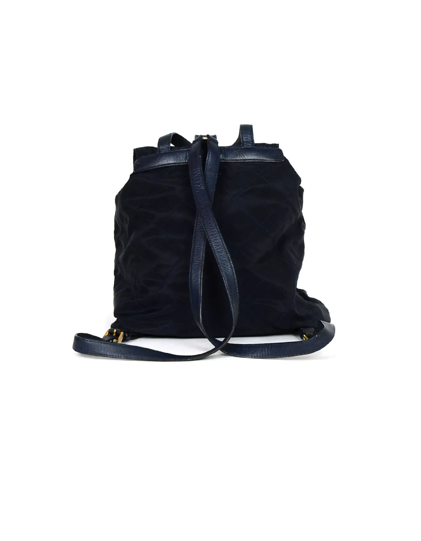 Prada Navy Nylon Quilted Backpack Bag