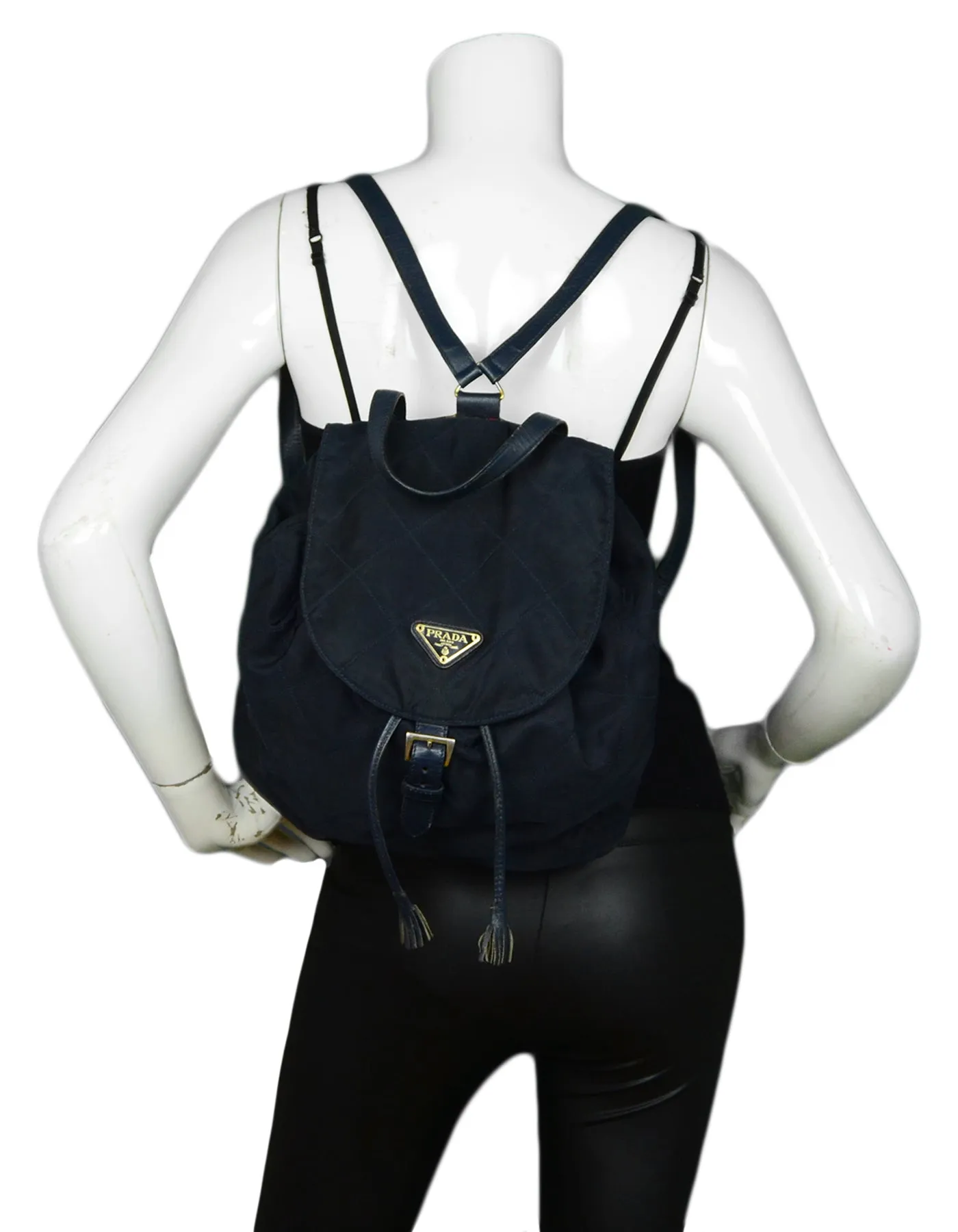 Prada Navy Nylon Quilted Backpack Bag
