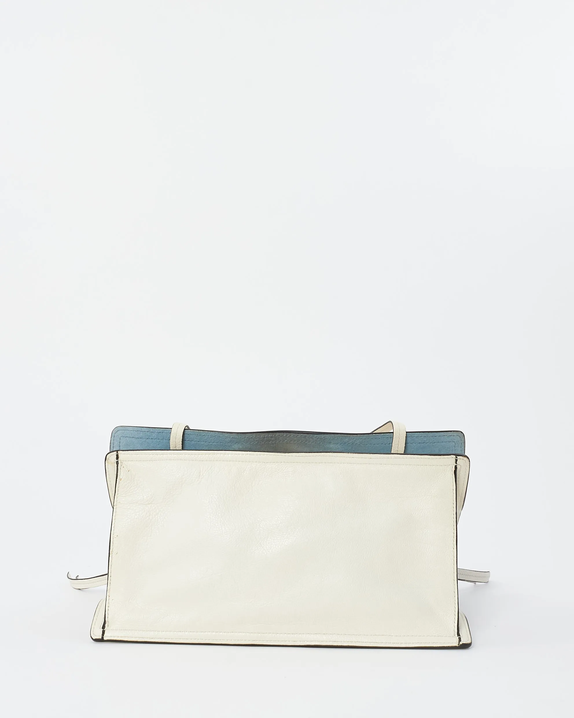 Prada White Leather Medium Etiquette Patch Buckle Shoulder Bag