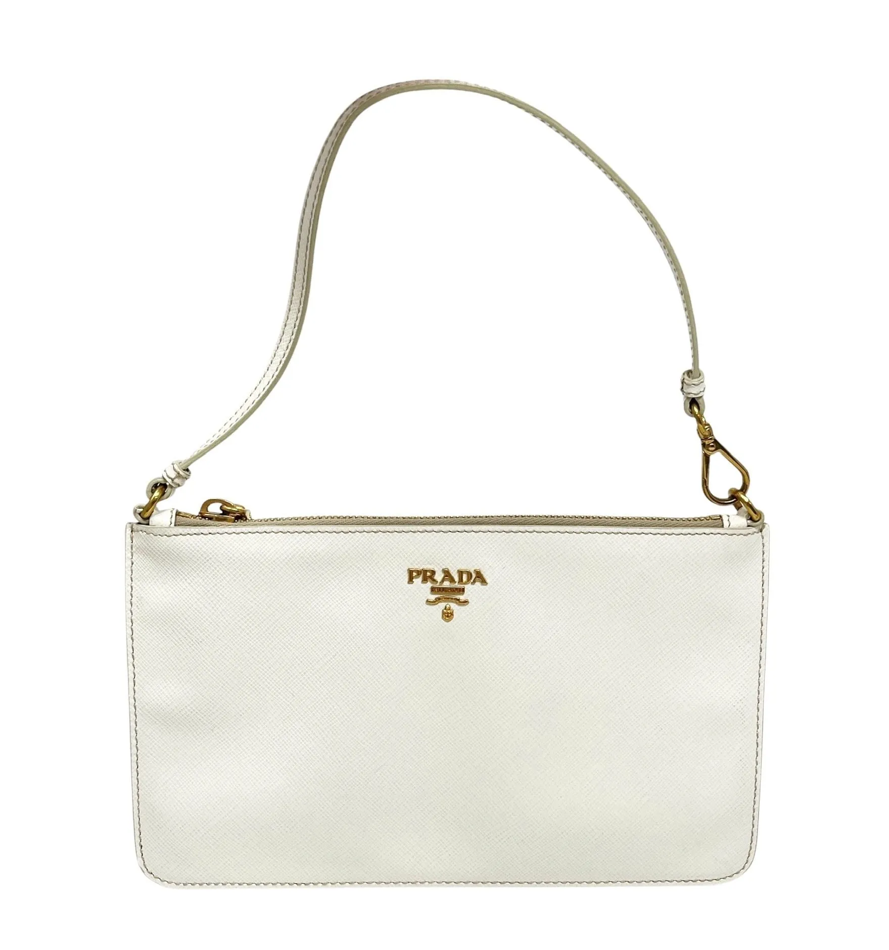 Prada White Leather Shoulder Bag