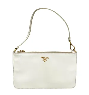 Prada White Leather Shoulder Bag
