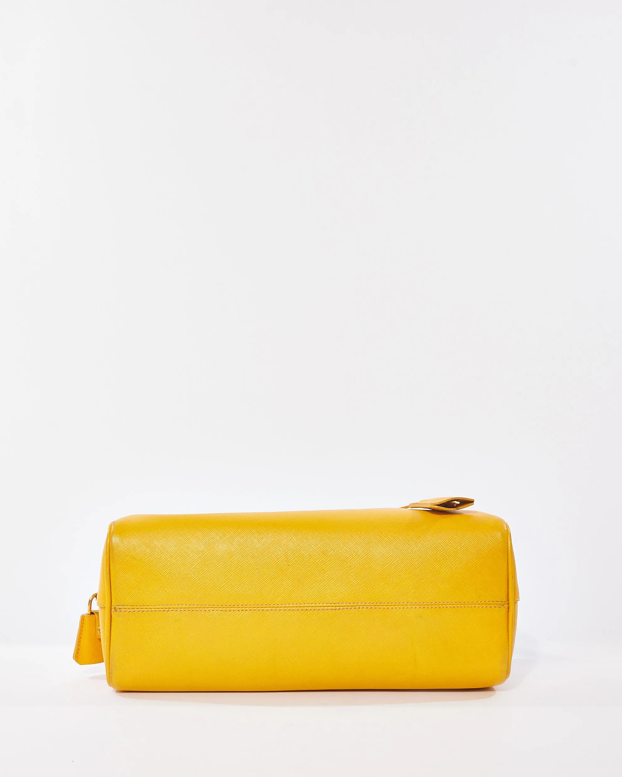 Prada Yellow Saffiano Leather Small Duffle Shoulder Bag