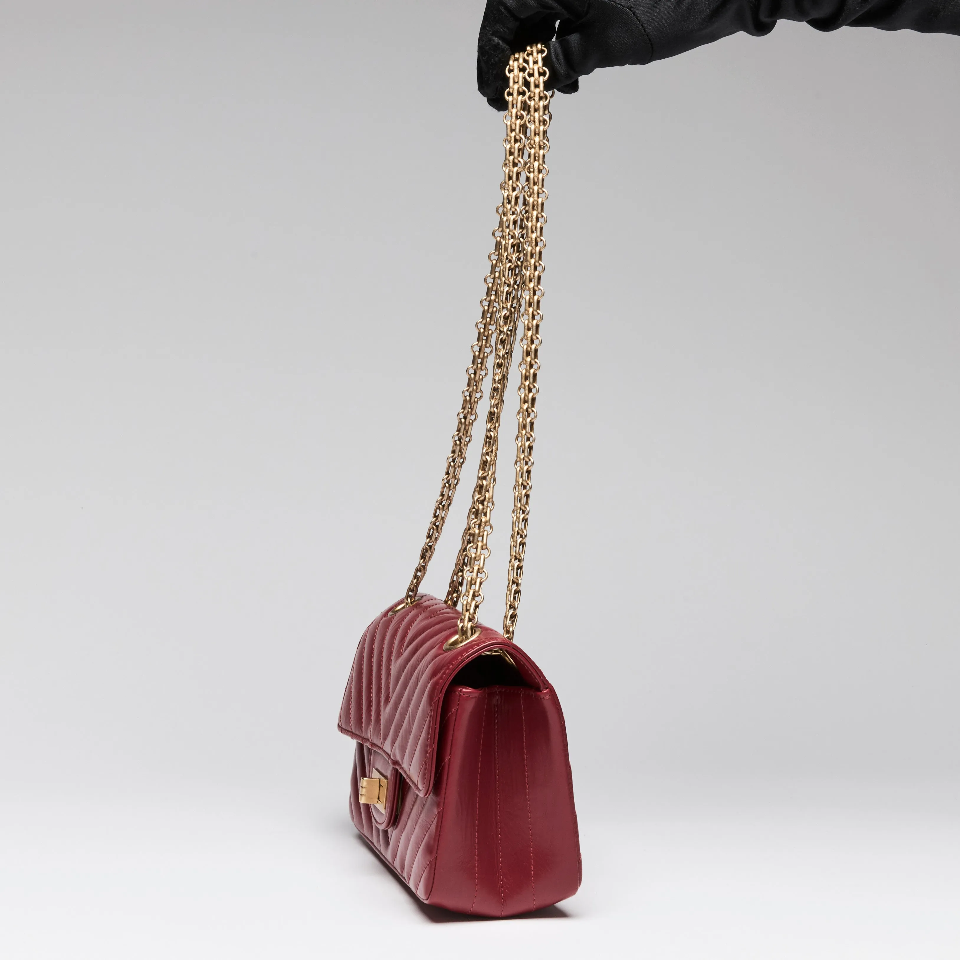 Pre-Loved Chanel™ Red Soft Leather 2.55 Mini Crossbody Bag