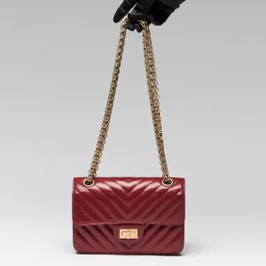 Pre-Loved Chanel™ Red Soft Leather 2.55 Mini Crossbody Bag