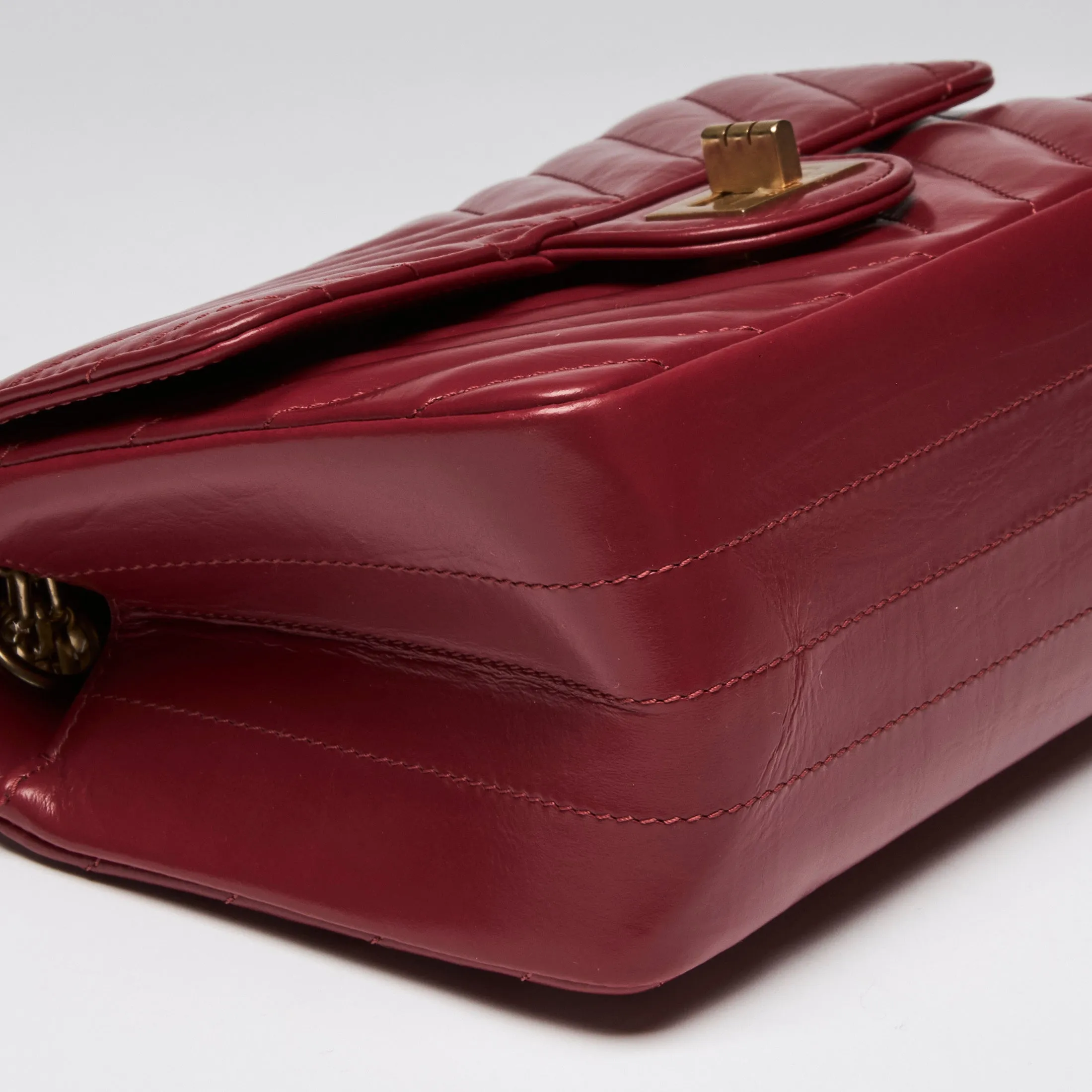 Pre-Loved Chanel™ Red Soft Leather 2.55 Mini Crossbody Bag