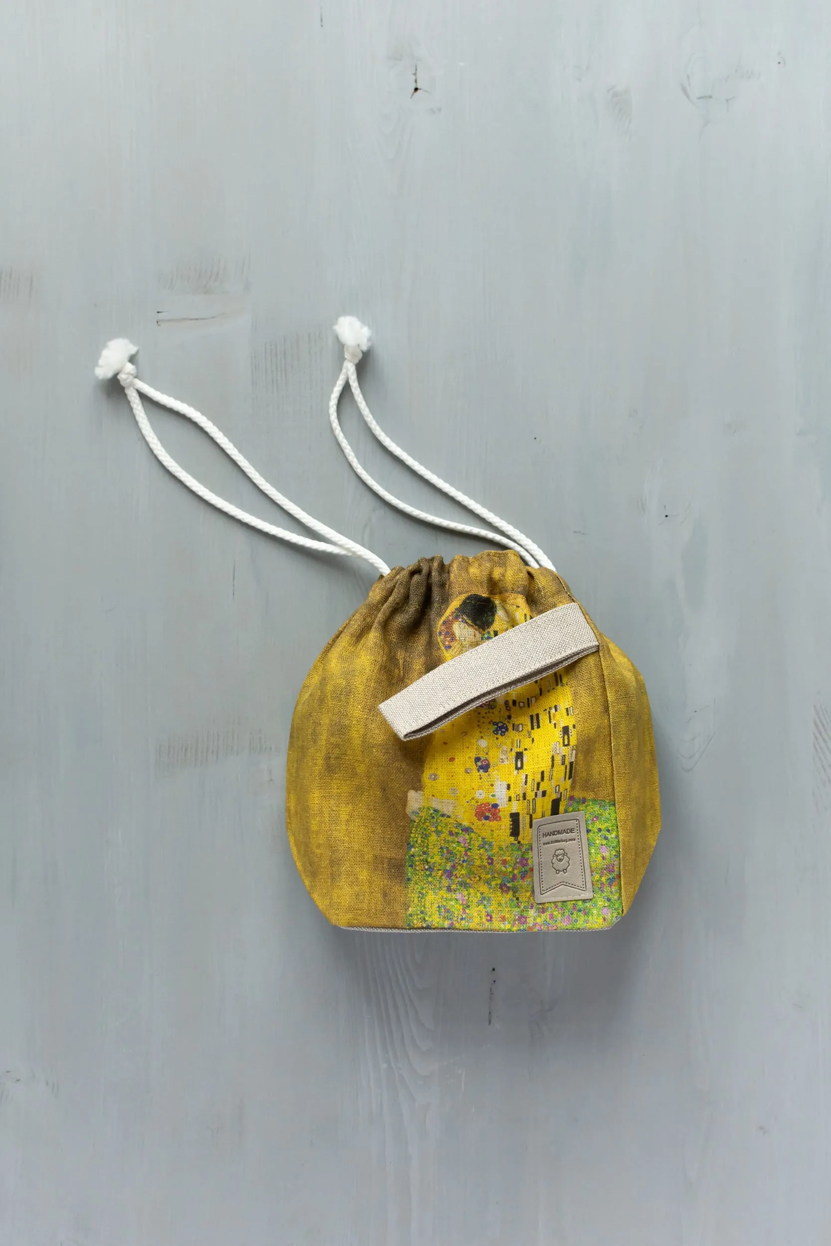 Project Bag. Small. Special KnitterBag design. Bag inspired Gustav Klimt "The Kiss"