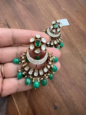 Pure 925 Silver Moissanite Chandbali Earrings