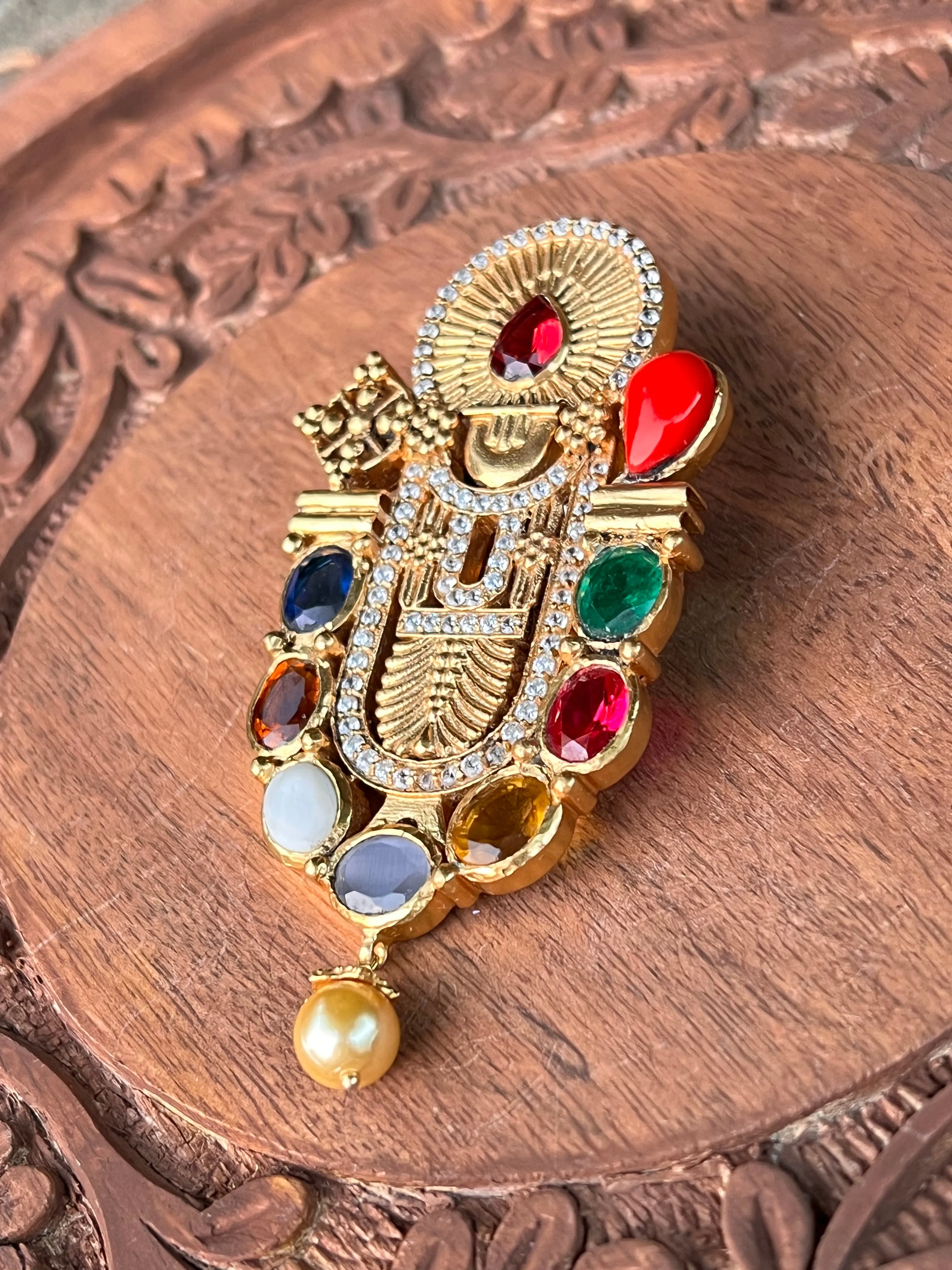 Pure 925 Silver Navratna Pendant