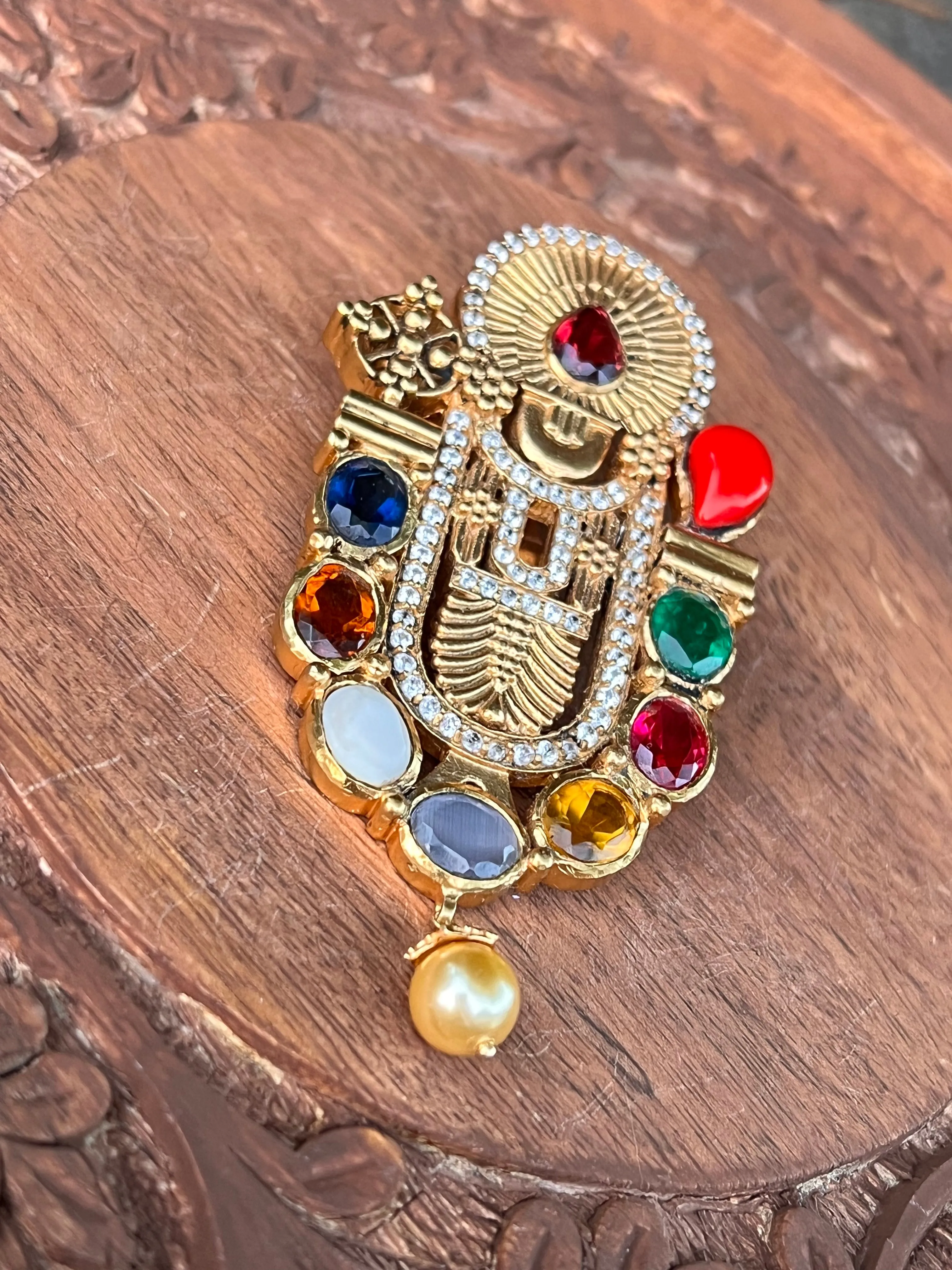 Pure 925 Silver Navratna Pendant