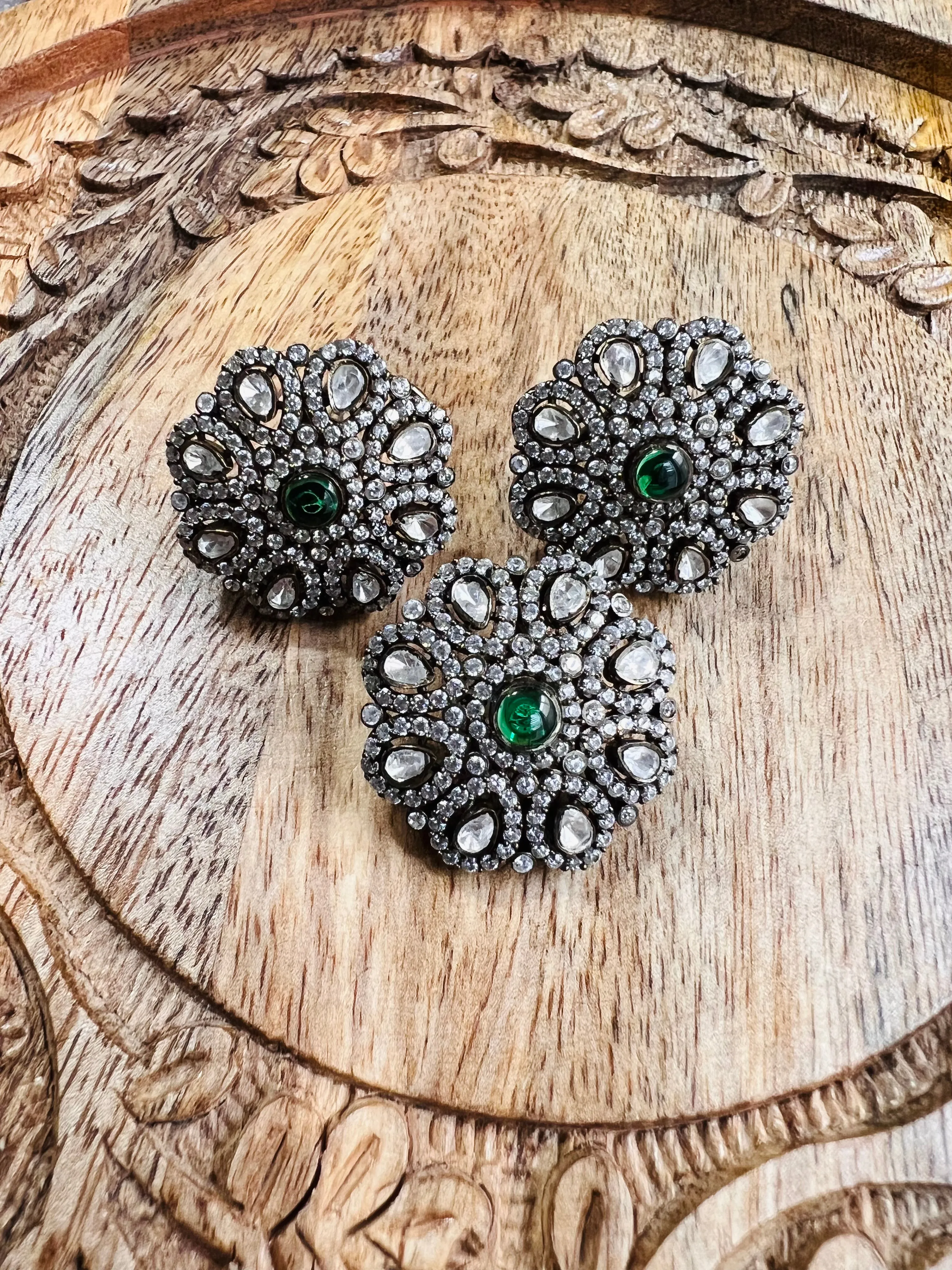 Pure 925 Silver Victorian Moissanite Pendant and Earrings