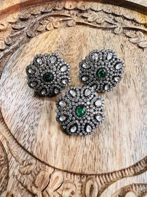 Pure 925 Silver Victorian Moissanite Pendant and Earrings