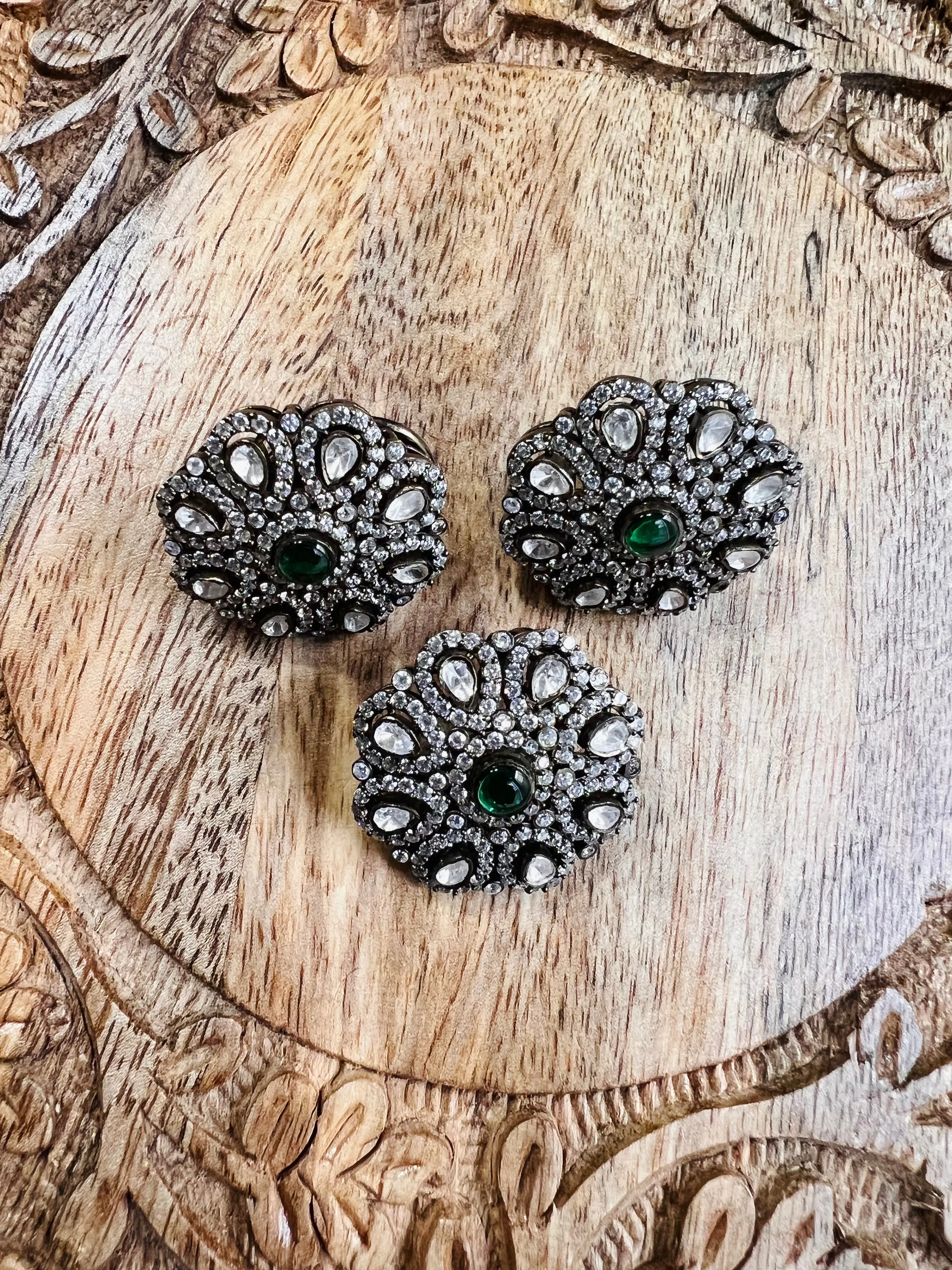 Pure 925 Silver Victorian Moissanite Pendant and Earrings