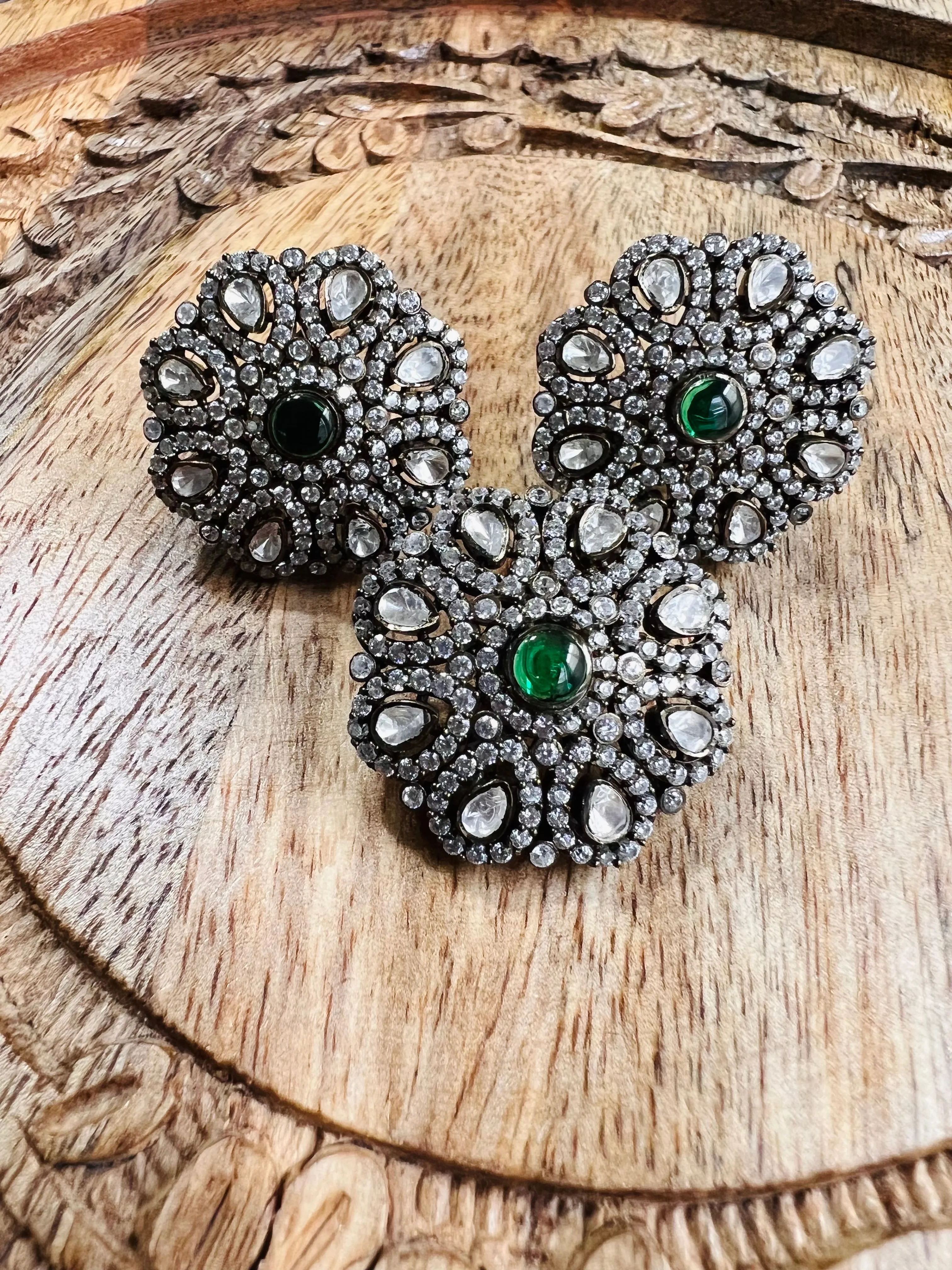 Pure 925 Silver Victorian Moissanite Pendant and Earrings