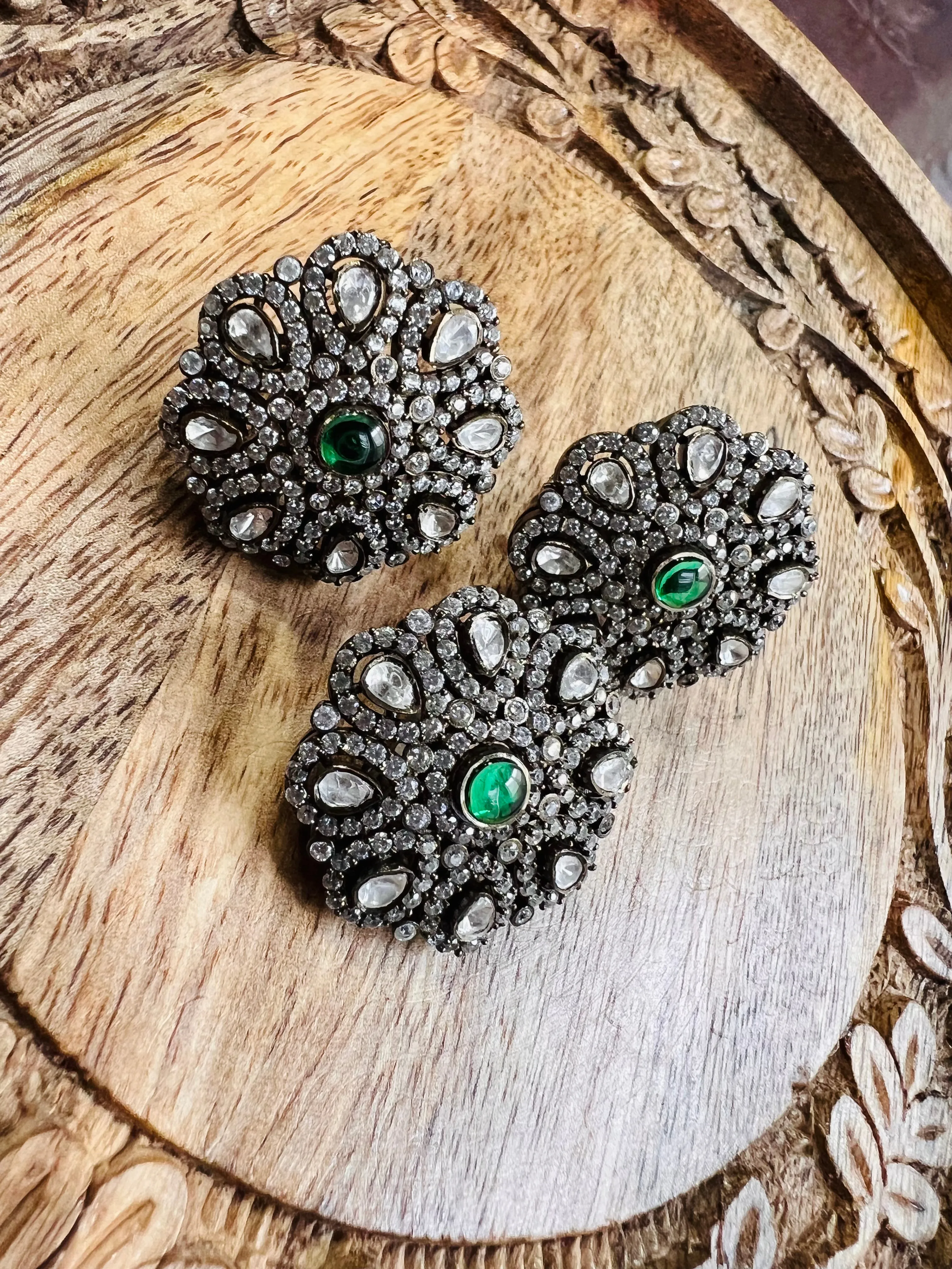 Pure 925 Silver Victorian Moissanite Pendant and Earrings