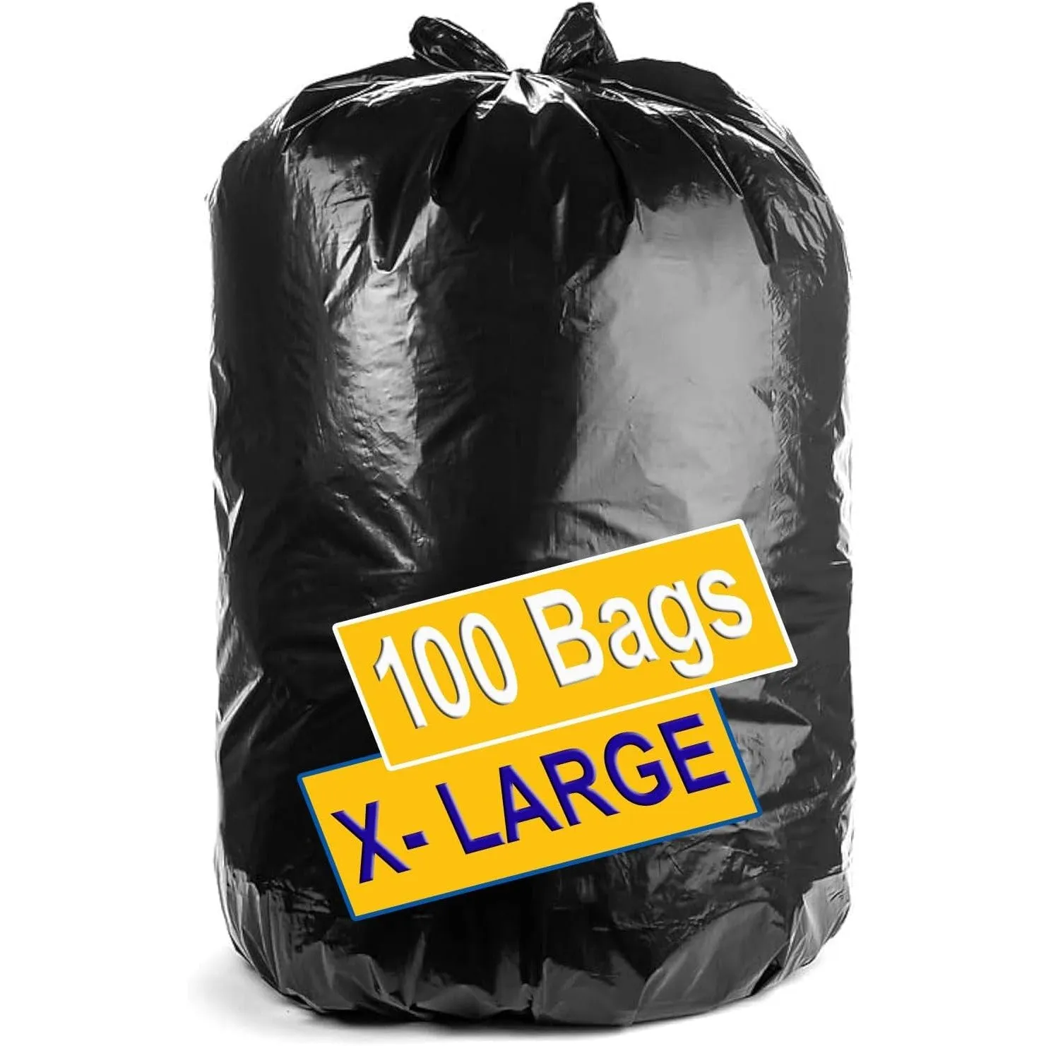 Purfex Garbage Bags, X-Large 100pcs Thick & Strong Bin Bags 84cm X 105cm (55 Gallon), Disposable Junk/Trash/Rubbish Bags, Bio-Degradable Heavy Duty Waste/Dust Bin Liners for Kitchen, Home & Office