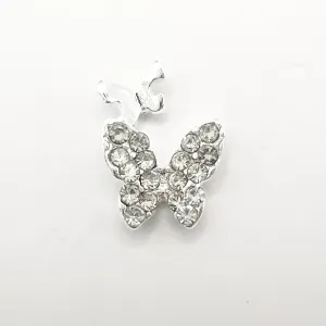 Queen - Nail Charms 10pc - #301 Silver White Crystal Butterflies with Mini