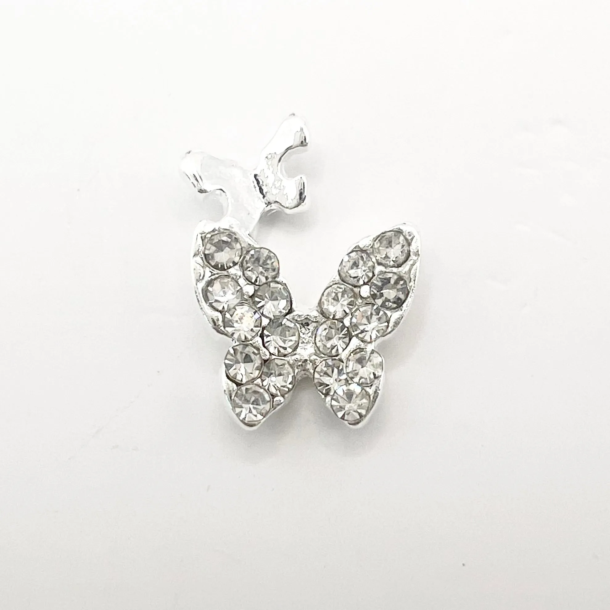 Queen - Nail Charms 10pc - #301 Silver White Crystal Butterflies with Mini