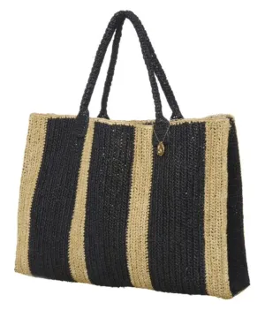 Raffia Weekender Bag- Black