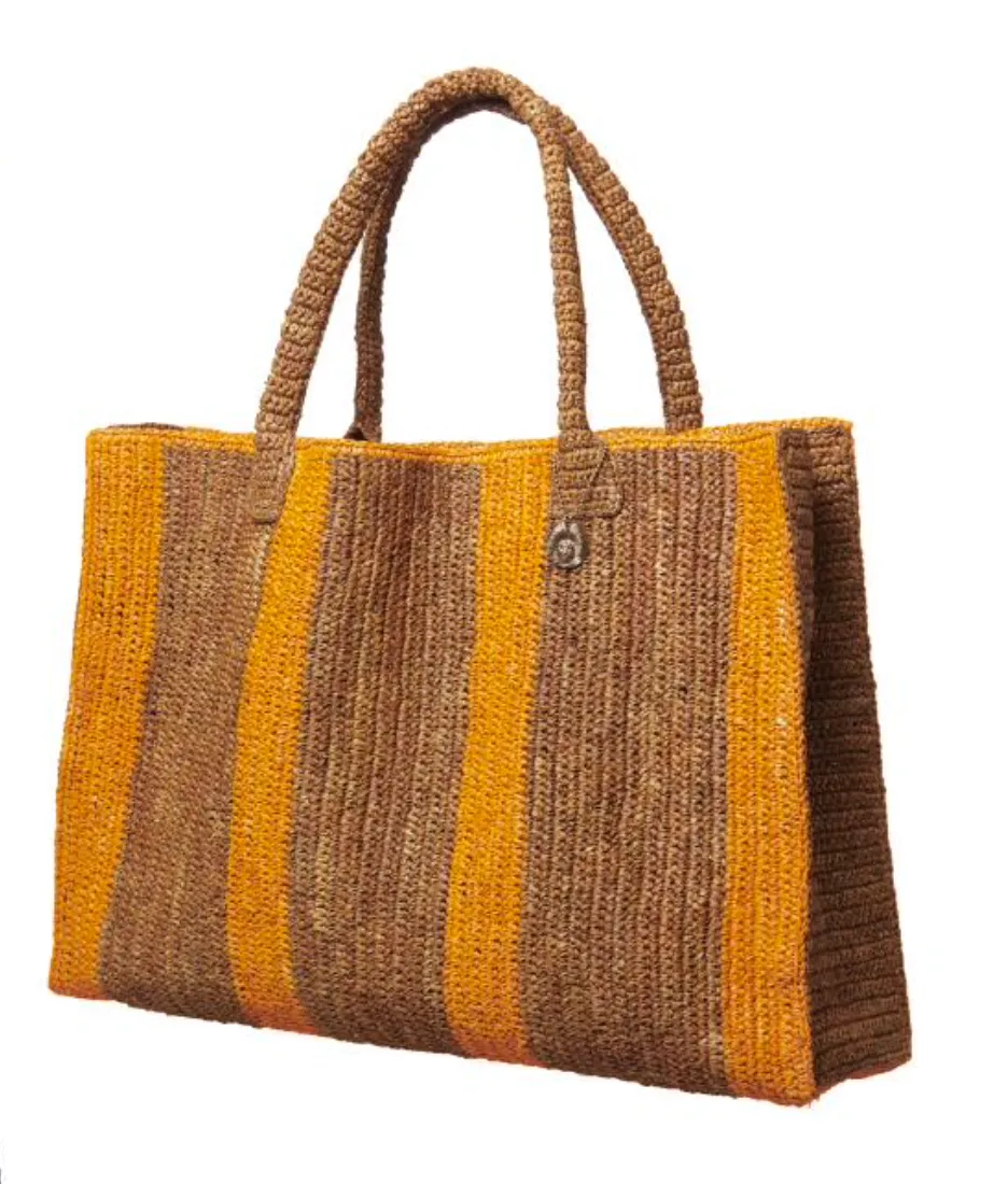 Raffia Weekender Bag- Orange