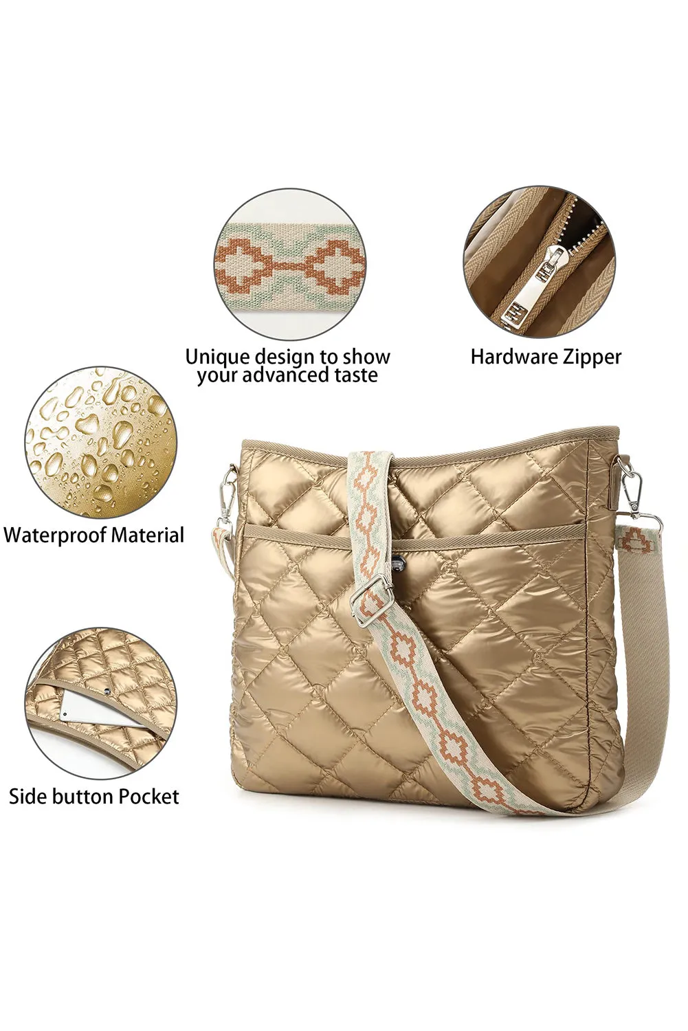 Reagan Gold Guitar Strap Quilted Bag