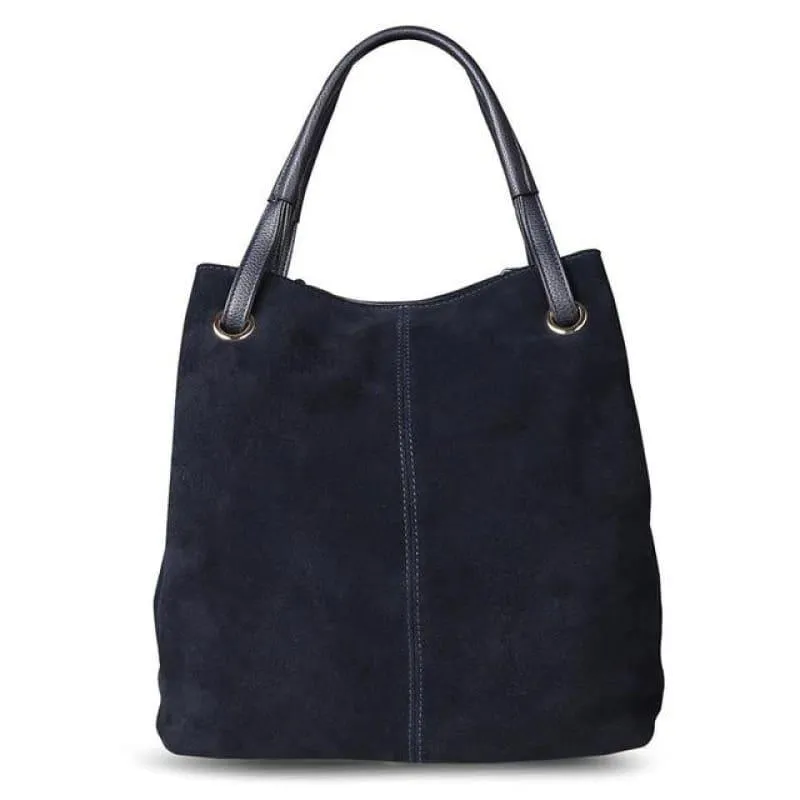 Real Split Suede Leather Leisure Large Top-handle Tote Handbag